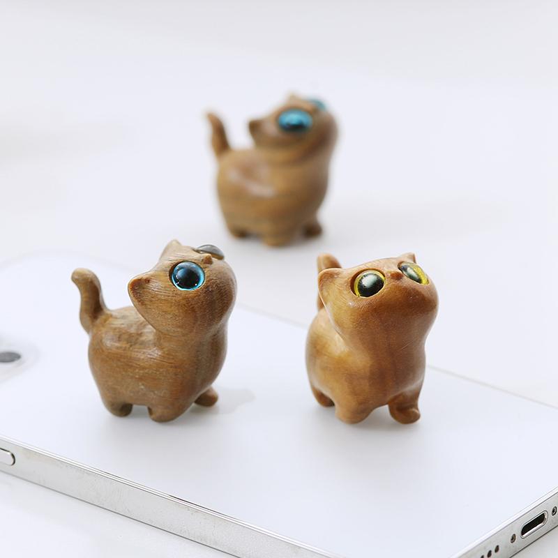 1/3 Pcs Charming Wooden Kitten Figurine - Handcrafted Cat Decor For Home, Perfect Gift Idea Cat Figurine Cat Accessories