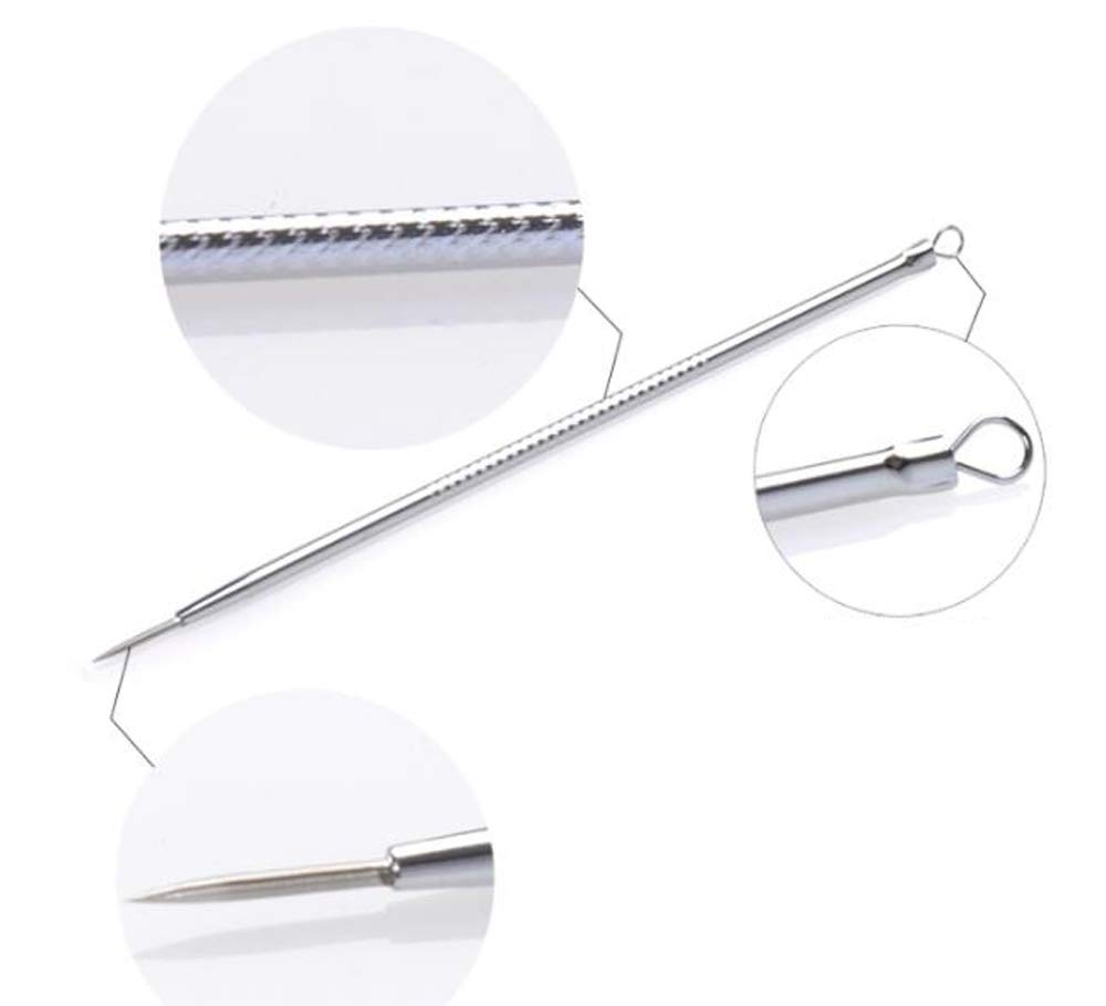 HJ Акне Акне Черные точки Нержавеющая Сталь Поры Комедоны Удаление Черных точек Иглы, Удаление, Удаление, Антибактериальный, Сталь, Уход, Пушер, (Набор 10)