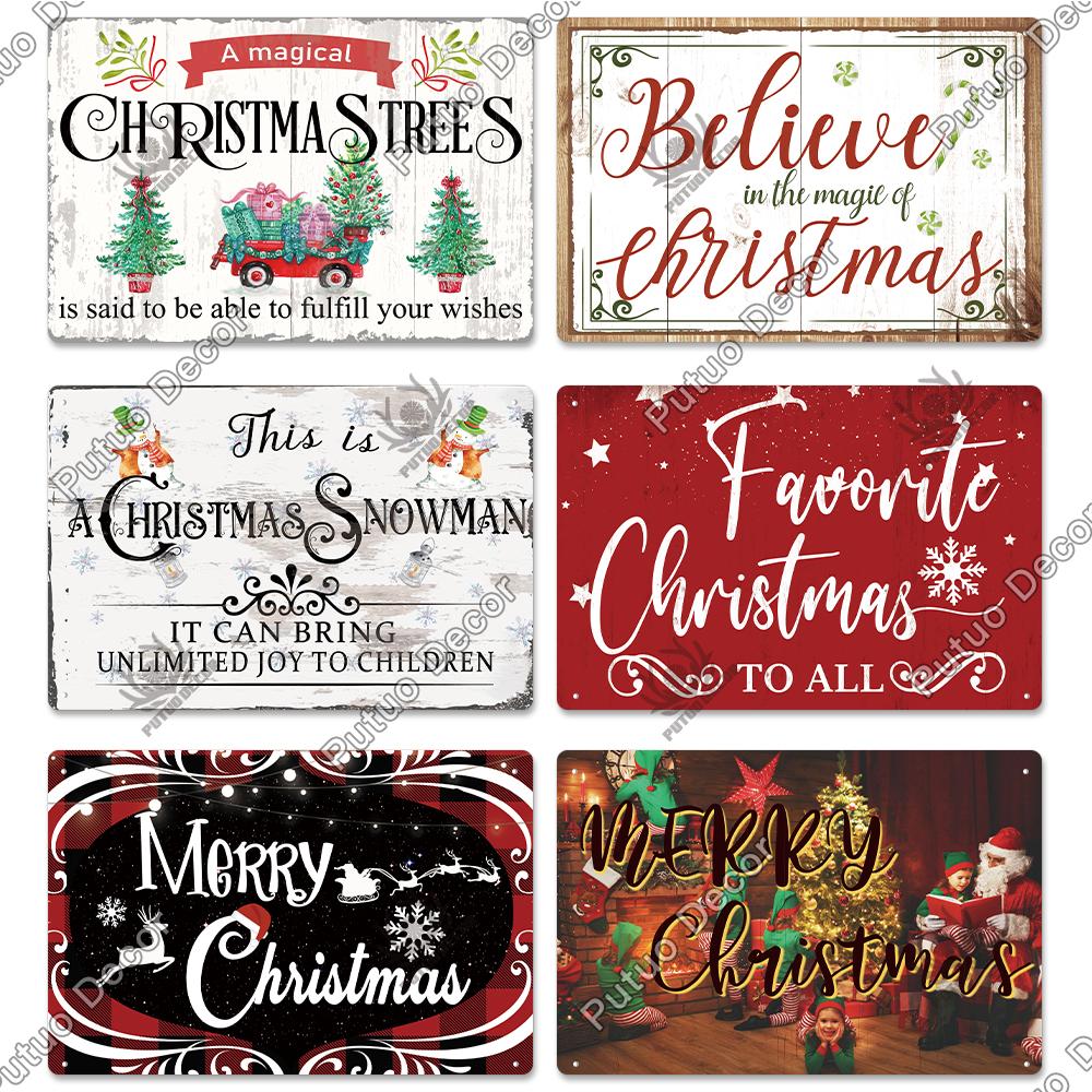 Decor Christmas Vintage Tin Sign Plaque Metal Retro Plate Poster for Club Living Room Kitchen Home Wall Art Decoration