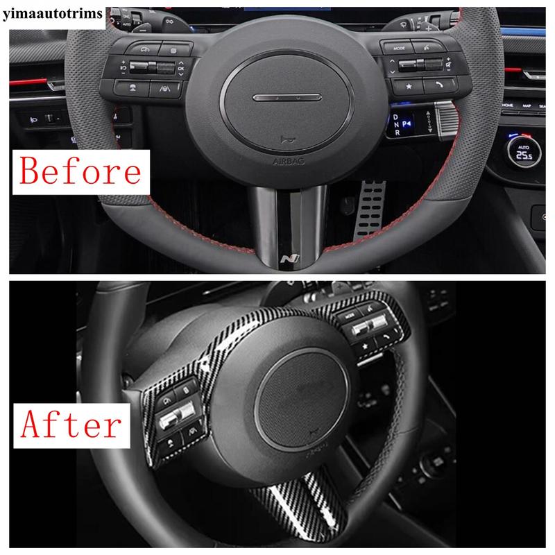 For Hyundai Sonata 11th 2024 2025 Car Steering Wheel Frame Button Panel Decoration Cover Trim Carbon Fiber Accessories Interior