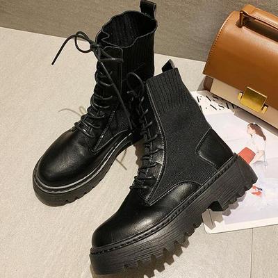 Женские ботинки. Осенняя обувь. Женские модные ботинки без шнуровки с круглым носком.