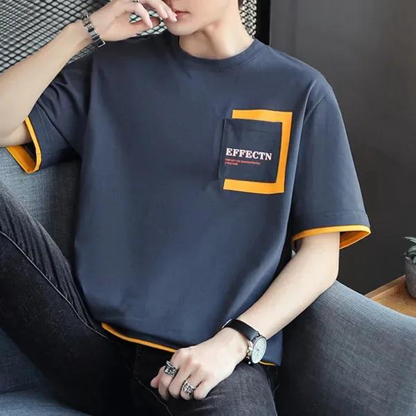 Новая мужская футболка свободного кроя с коротким рукавом Ice Silk со стальным принтом — тренд весны/лета