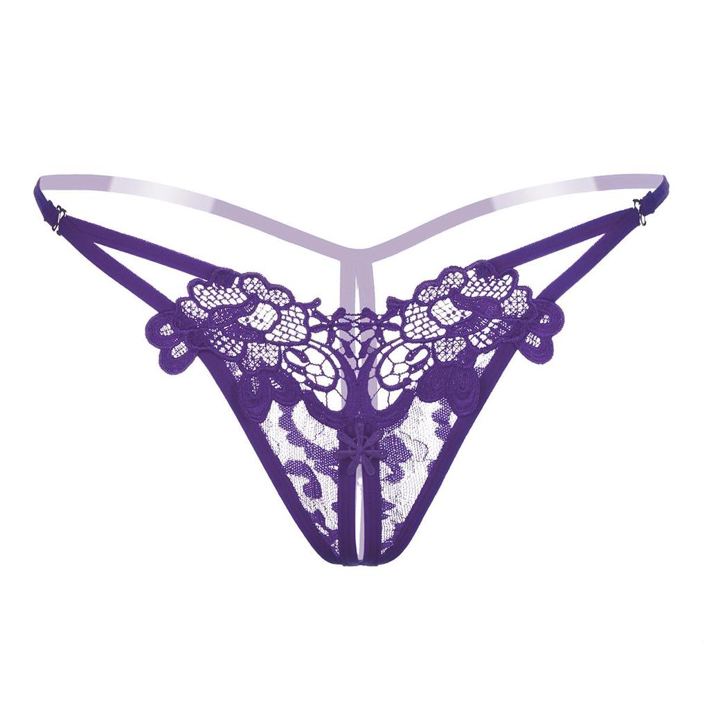 Erotic Panties Ladies Crotch Openning Underwear Sexy Embroidered Hollow Out Underpants See-Through Lingerie Hot Thongs