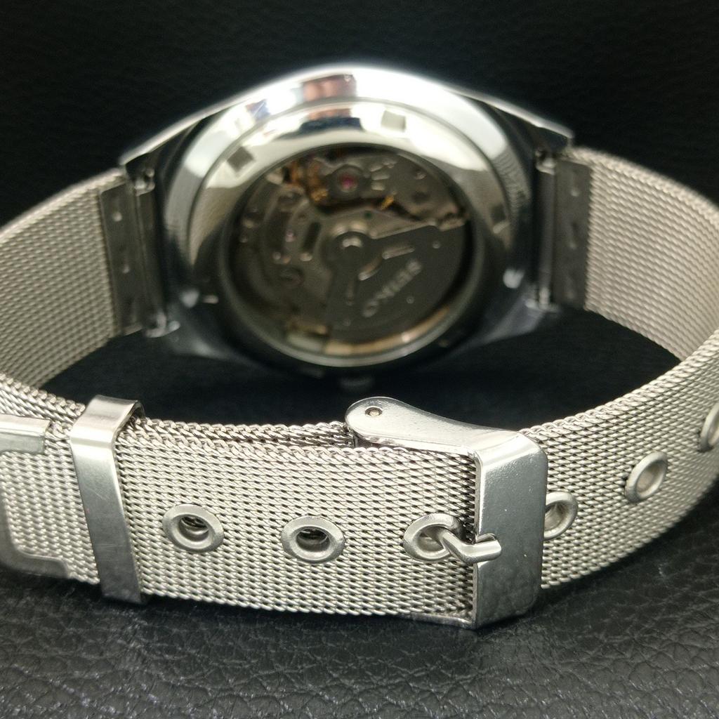 VINTAGE REFURBISHED SEIKO 5 AUTOMATIC 6309A JAPAN MENS BLACK WATCH a442571-1