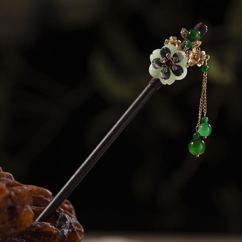 Заколка для волос с кисточкой из искусственного черного дерева в старинном стиле - аксессуар ханьфу для женщин