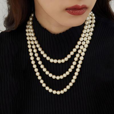 Элегантное ретро жемчужное двухслойное ожерелье: Маленький ароматный стиль, универсальный для свитеров, идеальный трансграничный аксессуар для женщин.