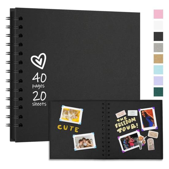 7-Inch Scrapbook Photo Album 40 Pages Twin-wire Binding DIY Hard Cover Spiral Wedding Travel Baby Shower Children