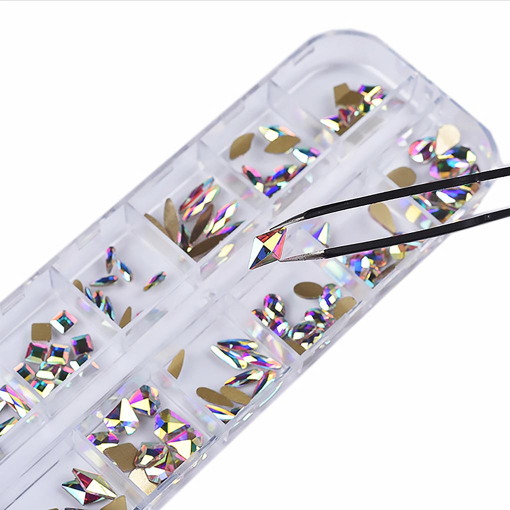 Неправильные круглые сверла коробка набор смешивание цветных стразов пинцет ручка для сбора DIY маникюрные художественные инструменты