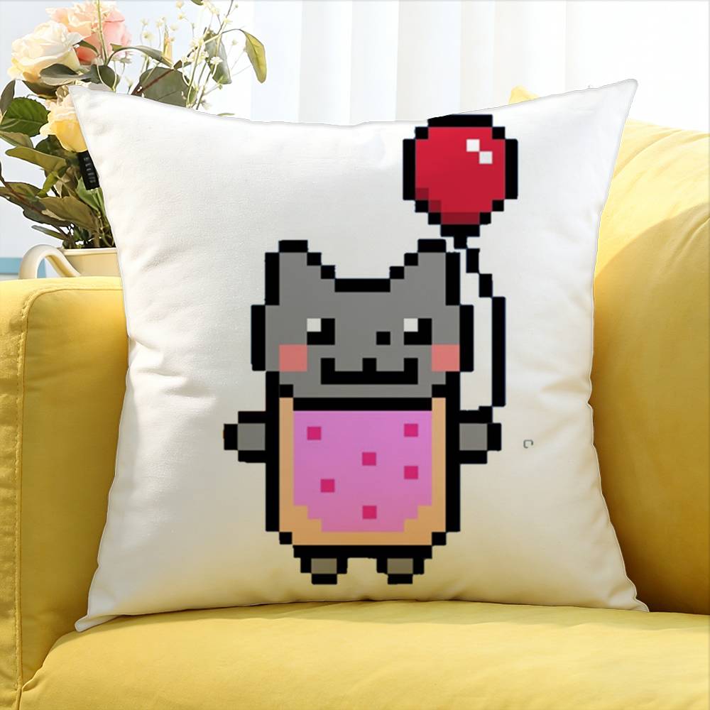 Cute Rainbow Nyan Cat World Various Sizes Square Pillow Case For Car Home Bedchamber Decor