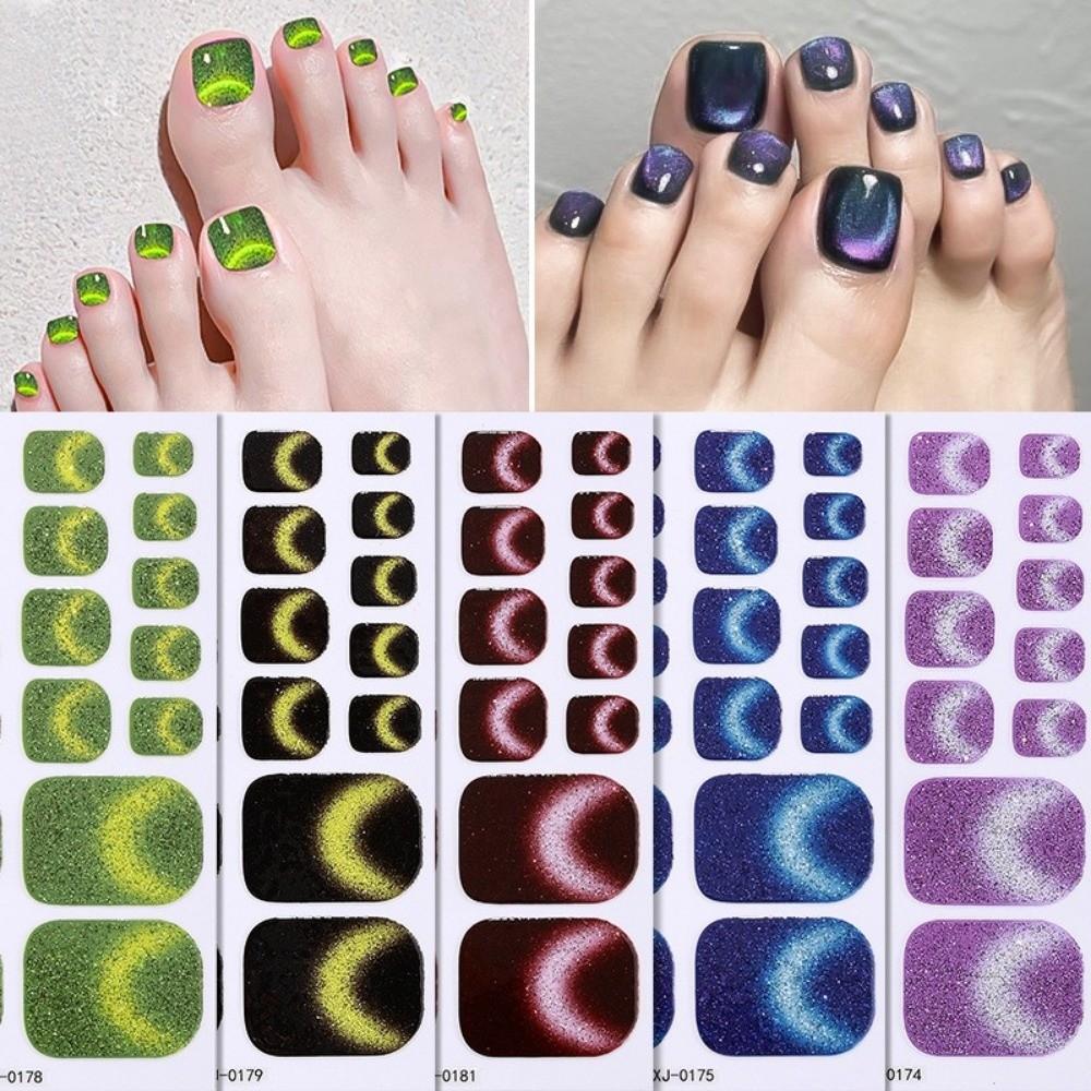 6Sheets Shimmering Glitter Toenail Stickers Colorful Toe Nail Sticker  Summer Use