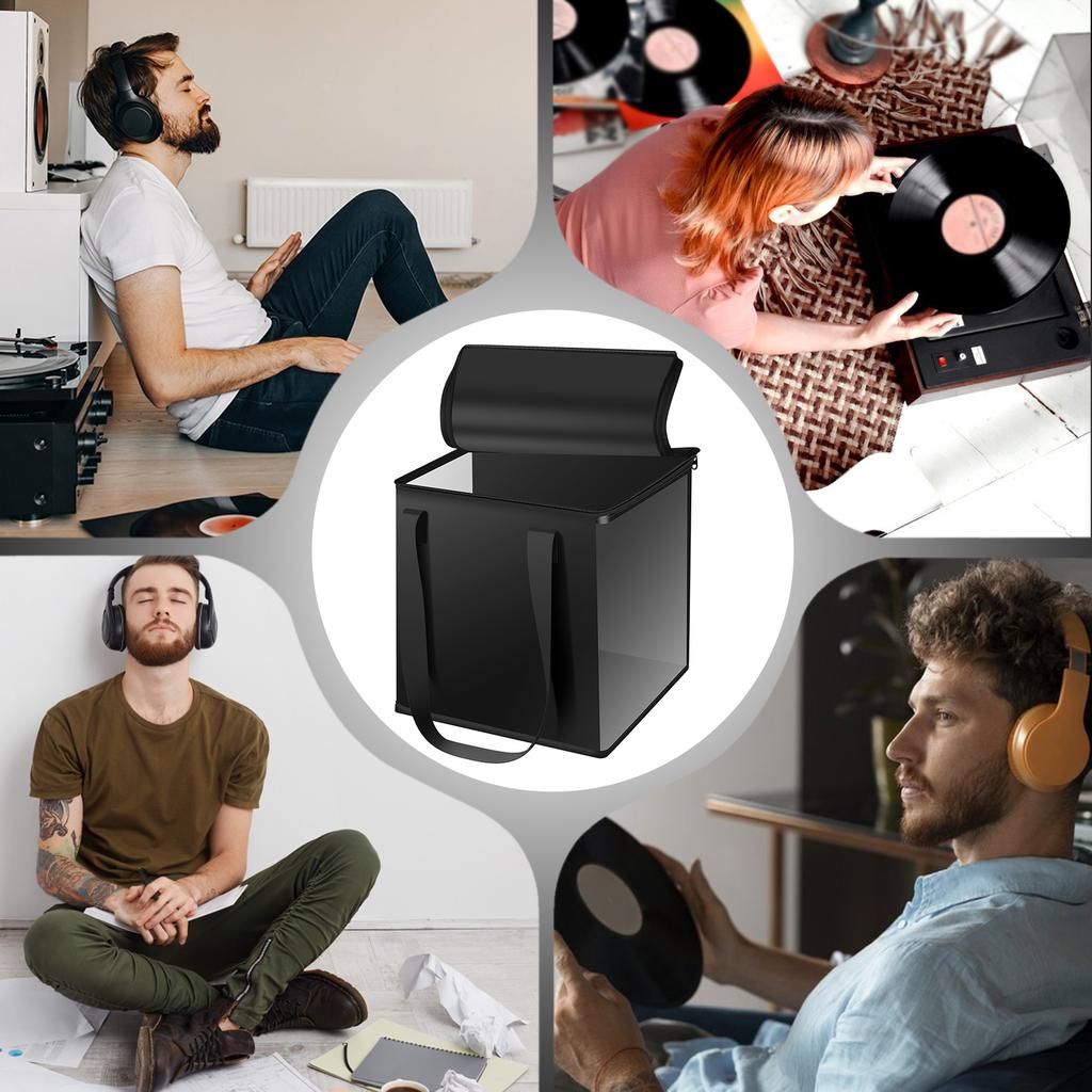 Прозрачная сумка для переноски виниловых пластинок с ручкой и крышкой, большой вместимости, держатель для альбомов, вмещает до 50 виниловых альбомов для коллекции