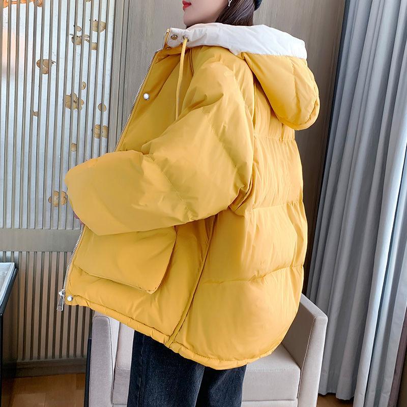 Women Parka Winter Hooded Cotton Jacket Warm Students Puffer Jacket Coat Pockets Quilted Solid Casual Korean Fashion Coats