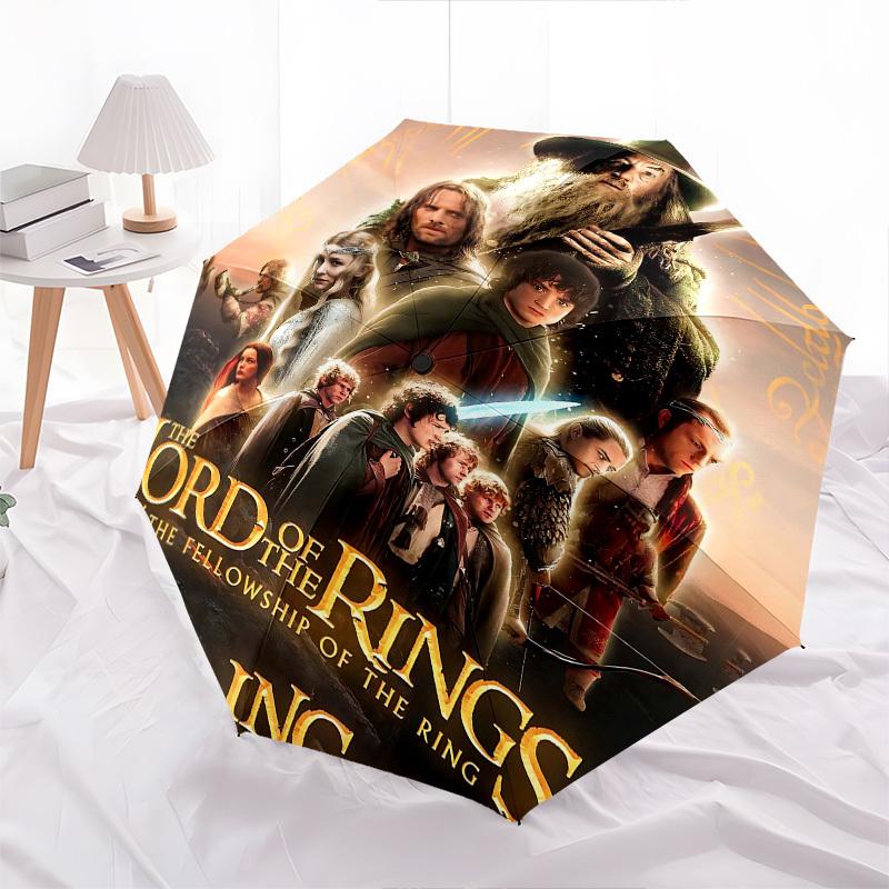 1pc Lord of the Rings Fellowship of the Ring Automatic Folding Umbrella - Compact 8-Rib Design, Durable Plastic & Iron1434L