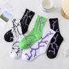 Harajuku Hip-Hop Street Sports Skate Sock Tie Dye Cotton Lightning Designer Happy White Socks Women