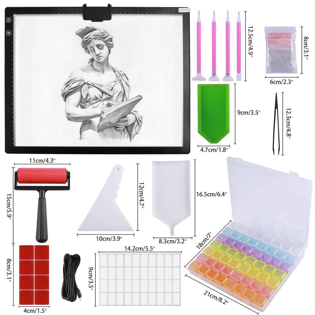 A3 Light Box Wireless LED Light Pad with Adjustable Stand Rechargeable Tracing Light Pad for 5D Diamond Painting Ornament Kits