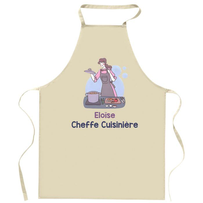 Tablier de cuisine - Eloïse - Coton épais - Impression bretonne - Liens ajustables