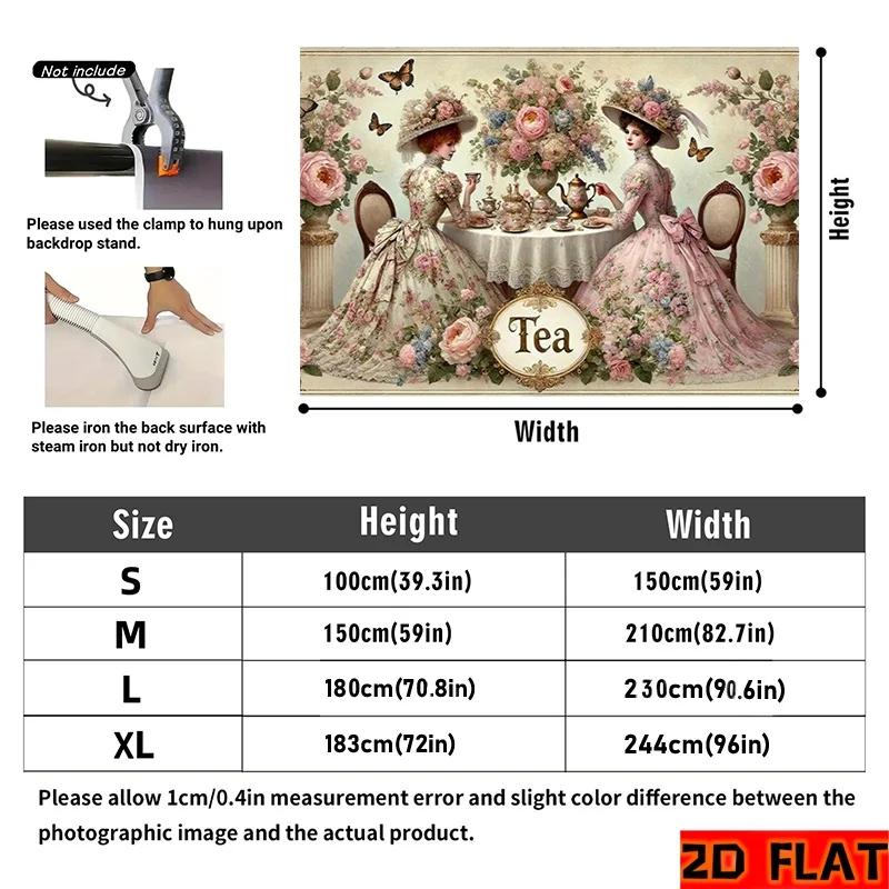 Two-dimensional plane, two-dimensional banner, 1 piece of background cloth, Victorian afternoon tea party