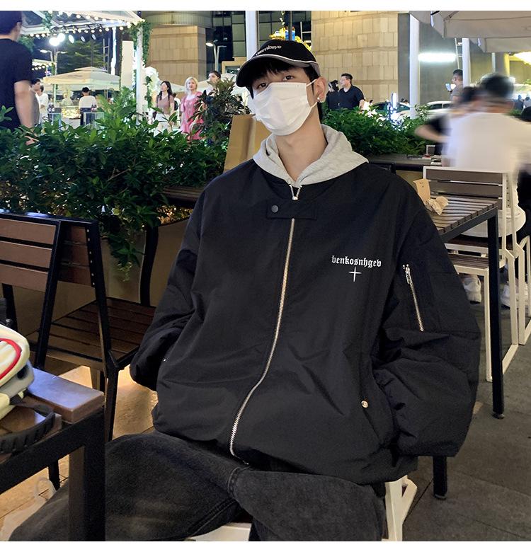 Мужская винтажная бейсбольная куртка-бомбер в стиле ретро Западного побережья – Оверсайз, стиль для весны/осени