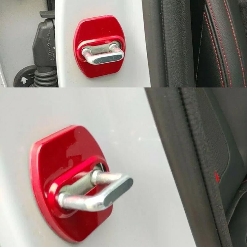 4 шт. Защитные накладки на защелку замка двери Подходят для Hyundai Kona EV Santa Fe Ioniq Sonata Kia Soul Sportage Красная Нержавеющая сталь