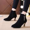 Fashion Autumn Winter Black Female Short Shoes Pointed Toe Booties New In Heeled Women's Ankle Boots Designer Luxury Boot On Promotion