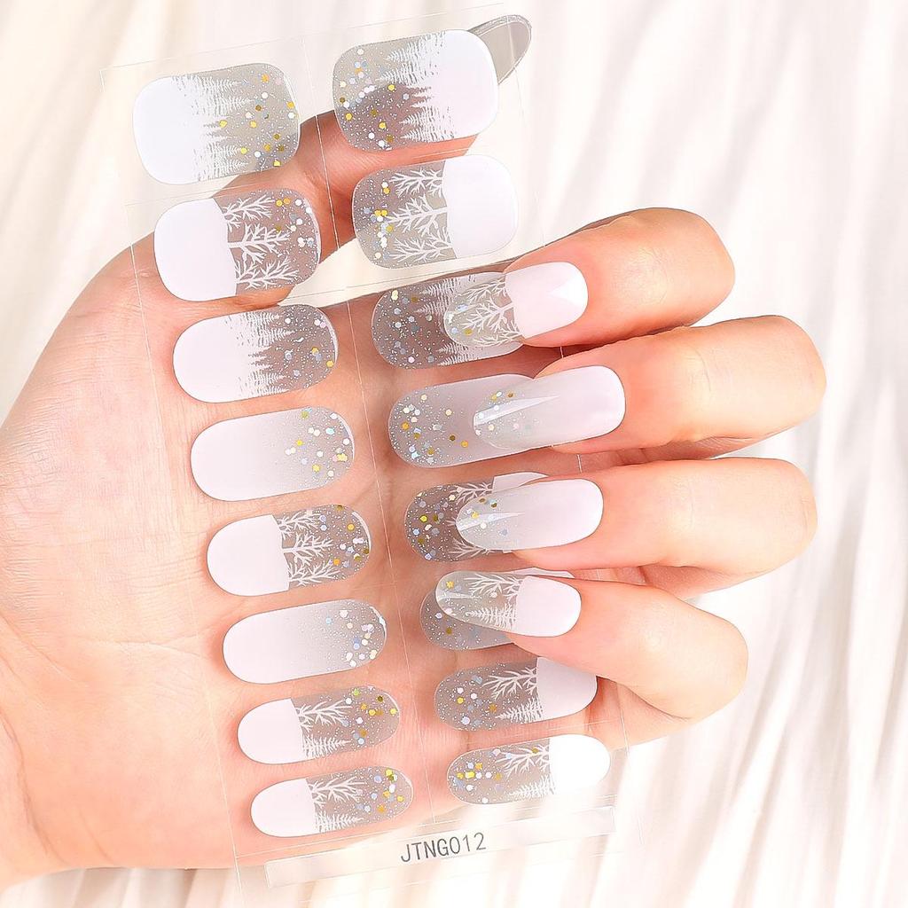 Рождественские полупрозрачные гелевые наклейки для ногтей с УФ-лампой