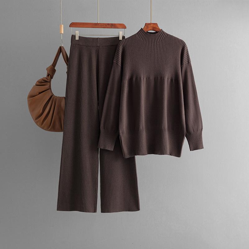 GMXIA Laid-back Style Round-neck Split Sweater Set for Women, Two Loose and Soft Knitted Sweaters for Autumn and Winter