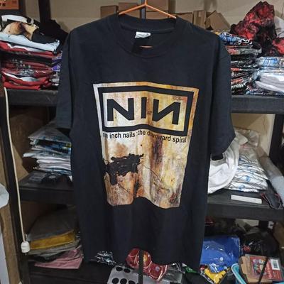 NIN Nine Inch Nails The Downward Spiral Винтажная черная унисекс футболка репринт Унисекс Мужская Женская Летняя Повседневная Футболка из хлопка с круглым вырезом