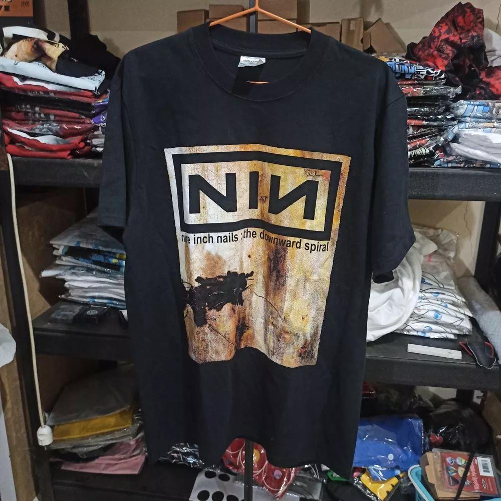 NIN Nine Inch Nails Downward Spiral Vtg Black Unisex Tshirt Reprint Unisex Men Women Summer Casual Crew Neck Cotton Tee