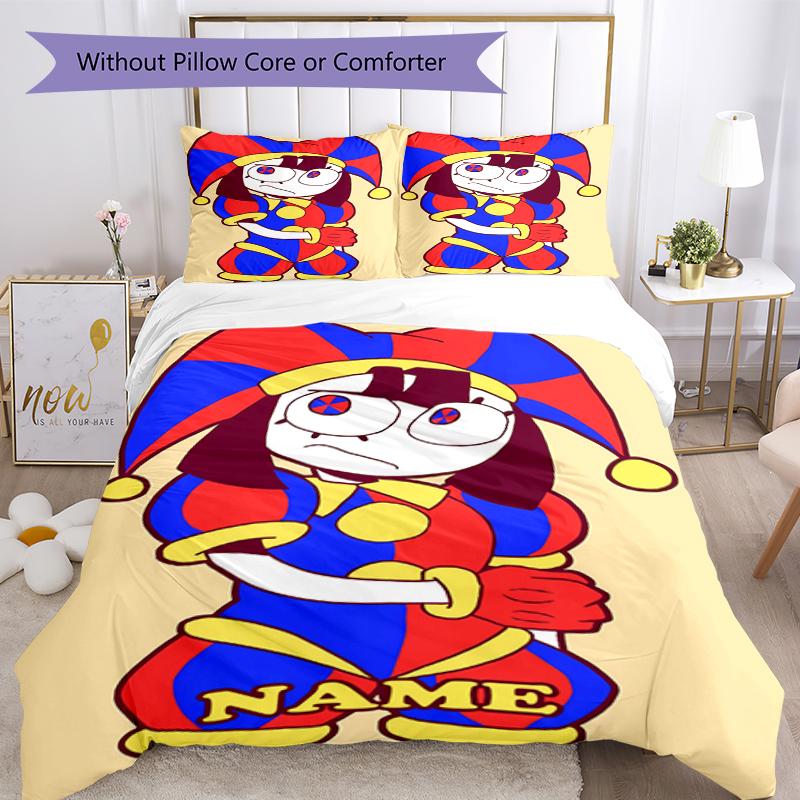3pcs Custom Name The Amazing Digital Circus Bedding Set Duvet Cover Closure Includes 1 Duvet Cover & 2 Pillowcases, Soft and Comfortable for All Seaso