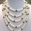 6-7mm NATURAL SOUTH SEA WHITE + BLACK PEARL NECKLACE 100INCH