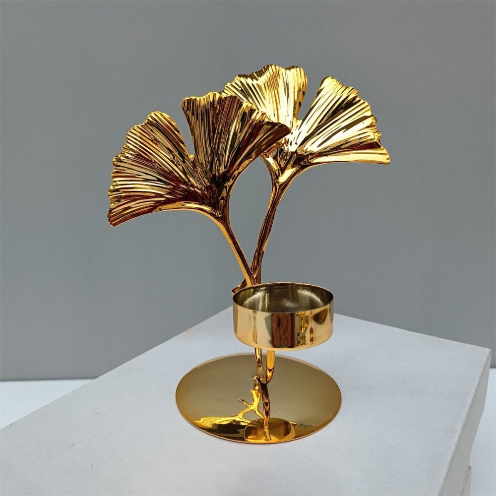 Handmade Ginkgo Candle Holder Exquisite Metal Candlestick Romantic Nordic Candle Holder  Home Decor