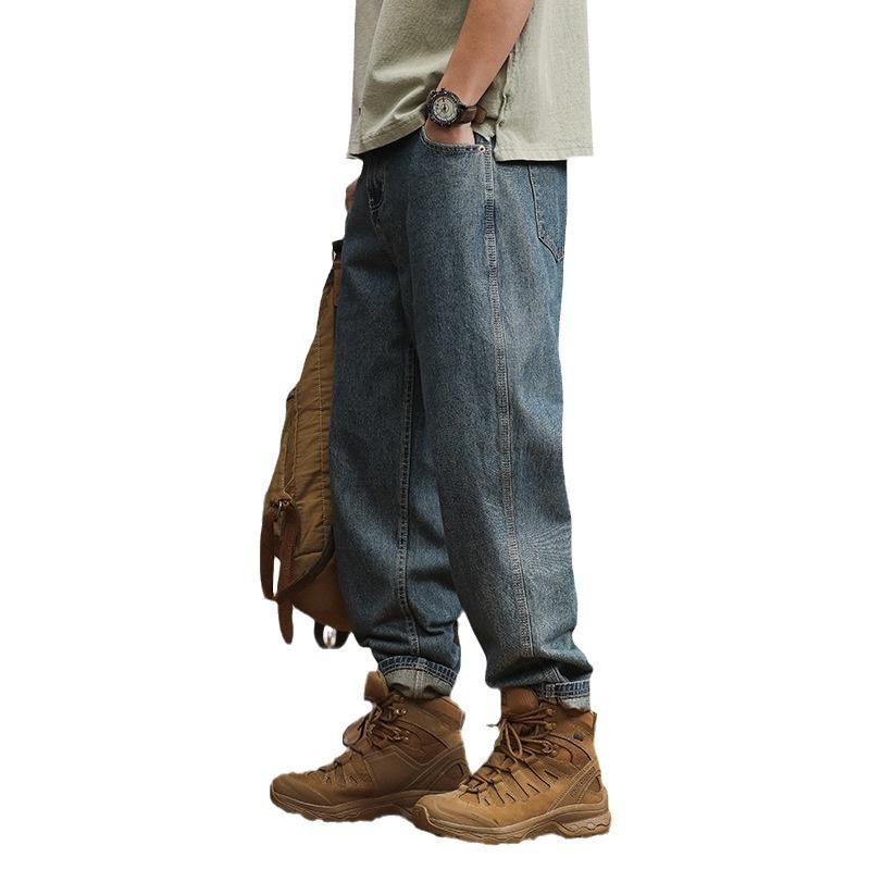 Весенние и летние модели повседневных универсальных трендовых джинсов Tide of Japanese Loose Harlan Solid Color Pants Men S Casual Pants Clothing Work Pants