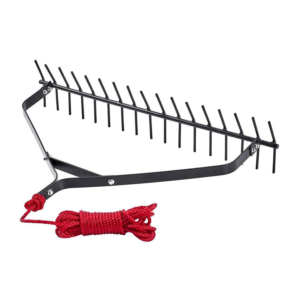 32x6.3 in Pond Aquatic Weed Rake Double-Sided Lake Weed Rake 30ft Rope