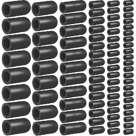 80PCS Vacuum Hose Caps, Connector Assortment 6 Sizes Black Rubber Cap, Automotive Topomatic Replacement Parts For Carburetor Vacuum Plugs, Intake