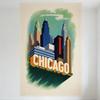 Vintage Chicago Skyline Metal Tin Sign Mid-Century Graphic Design Wall Plaque for Home Bar Club Restaurant Decor