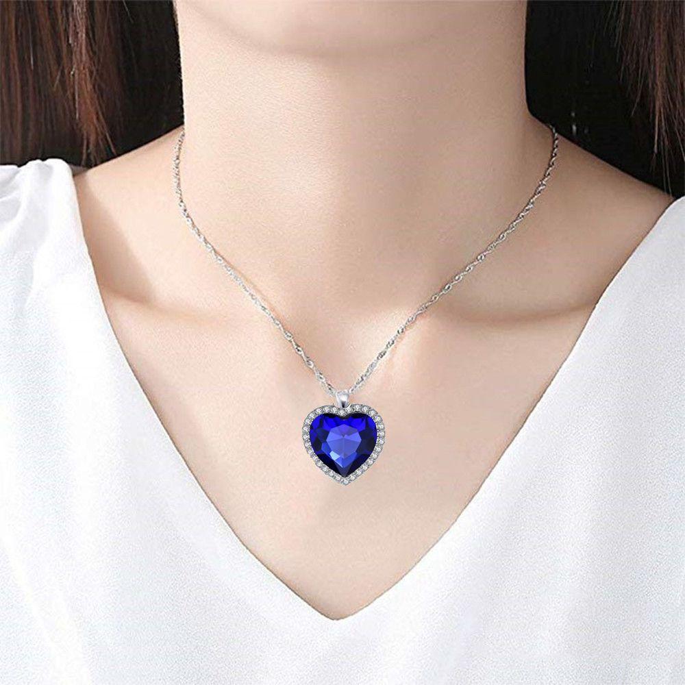 Jewelry Blue Crystal Party Wedding Titanic Women's Necklace Heart Forever Pendant Heart of Ocean