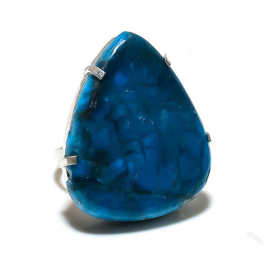 Neon Blue Apatite Gemstone 925 Sterling Silver Gift Jewelry Ring Size 9