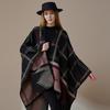 Plaid Ethnic Shawl Tibet Lijiang Tourism Cloak With Knitted Thermal Scarf
