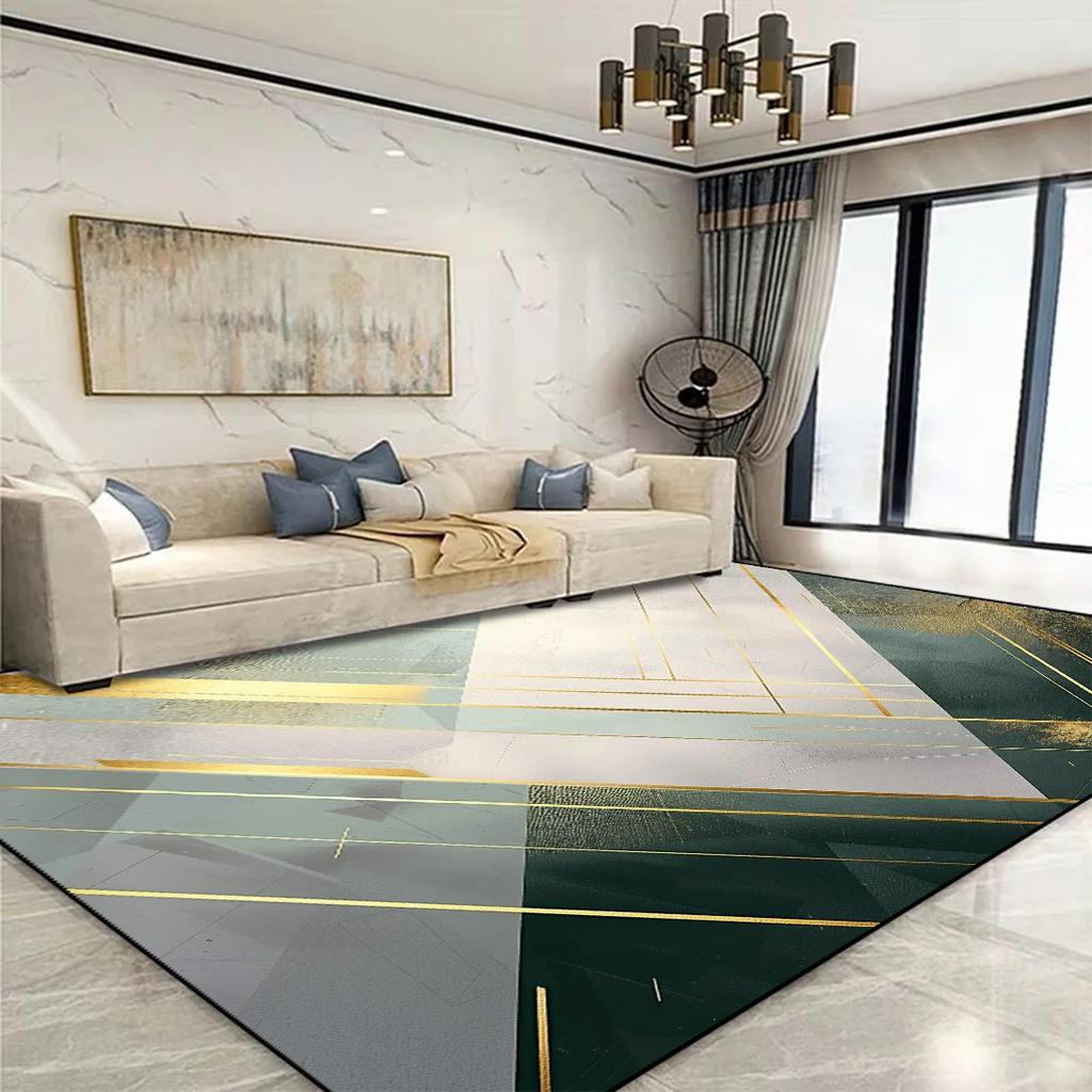Современный золотистый геометрический ковер для гостиной, большой площади, для украшения дома, коврики для спальни, мягкий, нескользящий, 200x300, коврик для дивана в гостиной