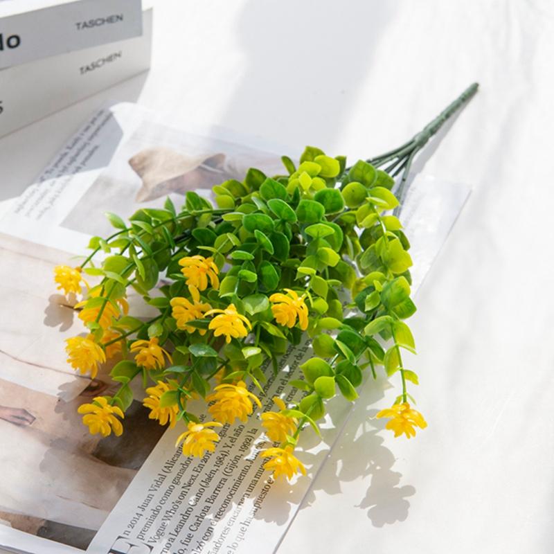 Искусственные пластиковые цветы Искусственное растение эвкалипта Свадебный букет Рождественский декор Ваза для дома подоконник бонсай Фестиваль