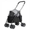Foldable Pet Stroller for Small Medium Dogs Cats, 2 in 1 Detachable Lightweight 5.6kg Puppy Stroller with Brake Universal Wheels & Storage Basket,
