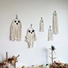 Halloween Ghost Wall Hanging Decoration Boho Handwoven Cotton Rope Ghost Ornaments for Indoor Outdoor Haunted House Decor
