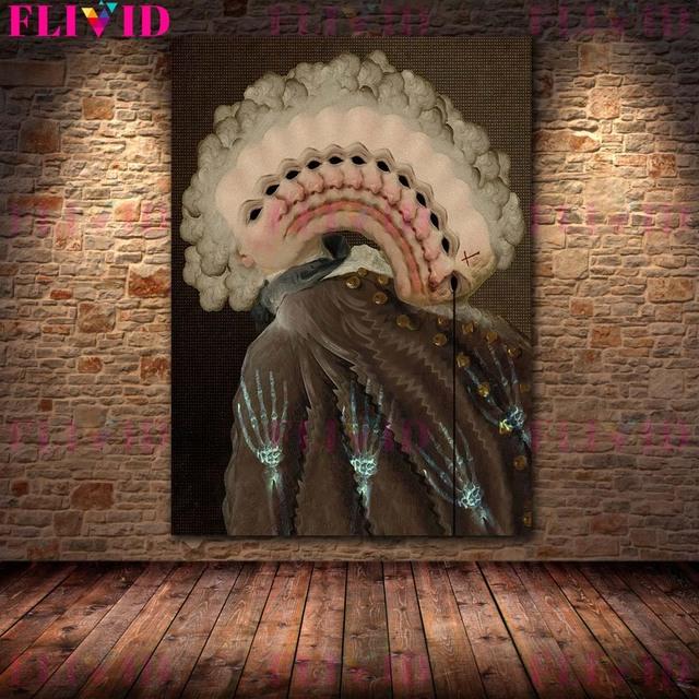 Сюрреалистический художественный постер Dark Demon Terror Art и печатная стена с портретом готического призрака