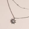 Винтажные серебристые подвески-солнце, ожерелья для женщин, корейский простой стиль, многослойная цепочка с бусинами, модные украшения для вечеринок