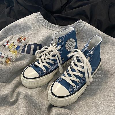 Холщовые кеды на толстой подошве с высоким верхом, женские, универсальные, в стиле Харадзюку, на плоской подошве, 5629