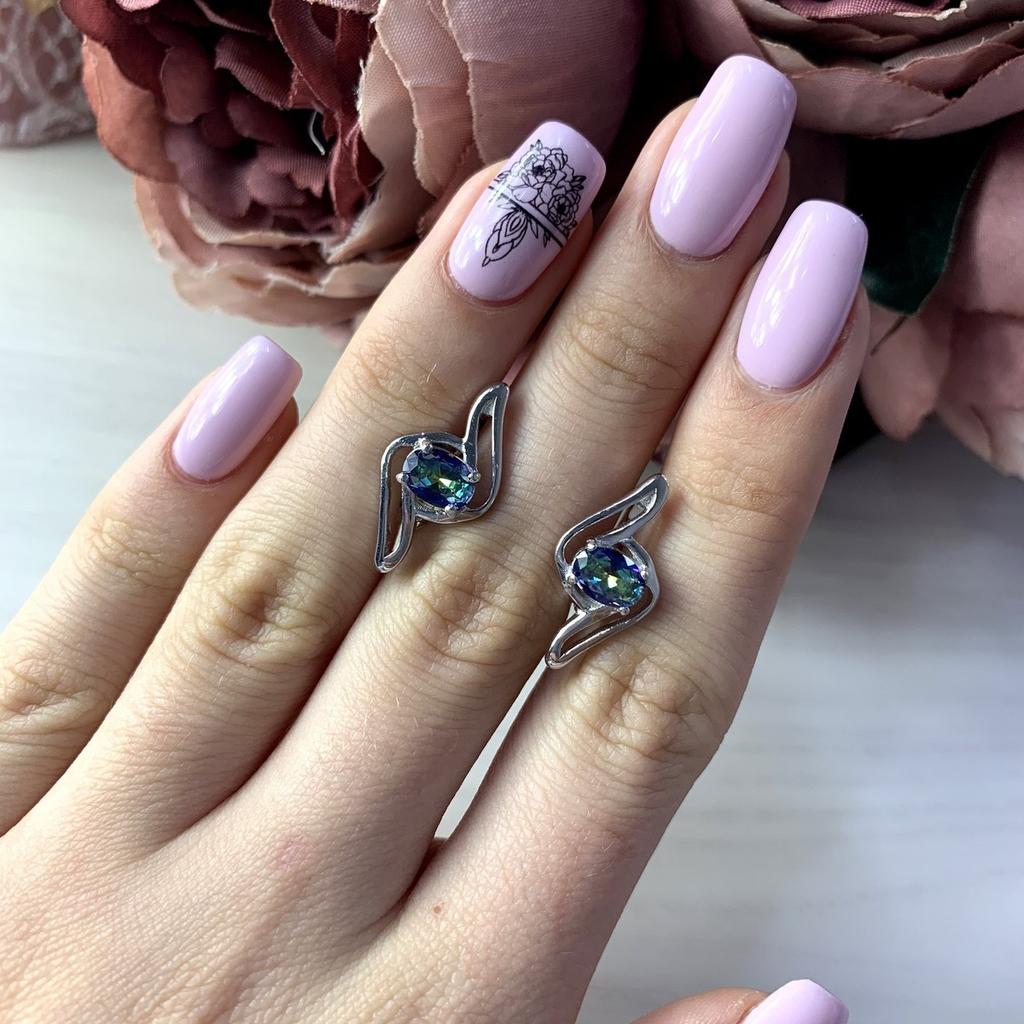 Серебряные серьги с мистик топазом (2005032)