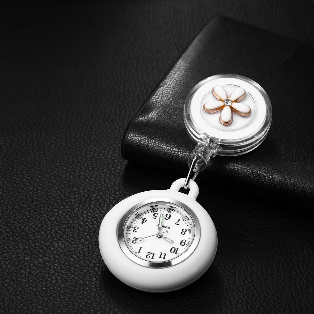 Nurse Watch with Silicone and Stretchable Cute Flower Nurse Quartz Pocket Nurse Accessories Perfect Gift for Nurses and Childcare Workers On Day Clip,