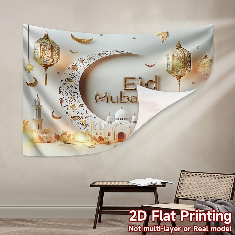 Luxury Golden Crescent Lantern Eid Al Fitr Celebration Banner Room and Party New Year Celebration Festival Home Decor
