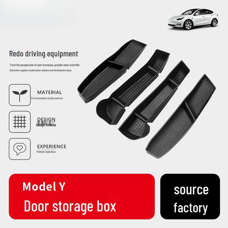 Бокс для хранения в двери Tesla Model Y: Водонепроницаемый, Мягкий Резиновый, Противоскользящий Аксессуар для Салона Автомобиля из ТПЭ