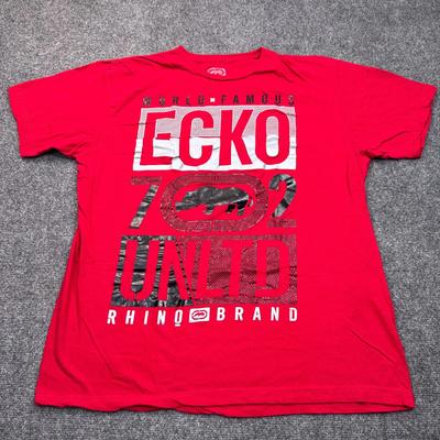 Ecko Unltd Винтажная футболка Y2K Мужская Размер XL Красная Графичная футболка в уличном стиле